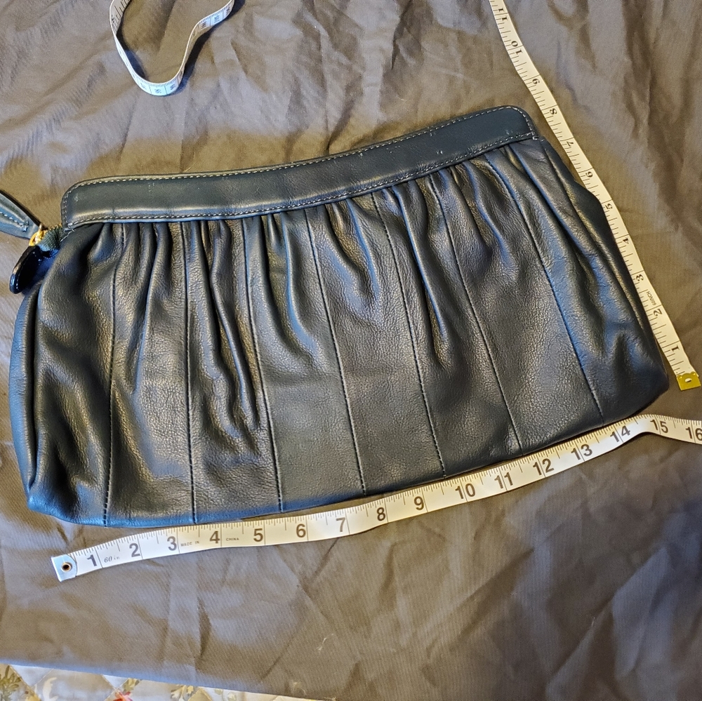 Goldenbleau Oversized Clutch Dark Teal Blu Leather